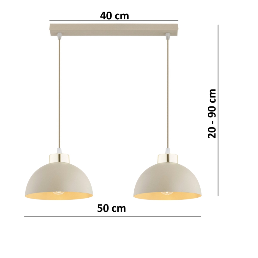 Brilagi - Kábeles csillár MOON 2xE27/60W/230V bézs/arany