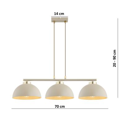 Brilagi - Kábeles csillár MOON 3xE27/60W/230V bézs/arany