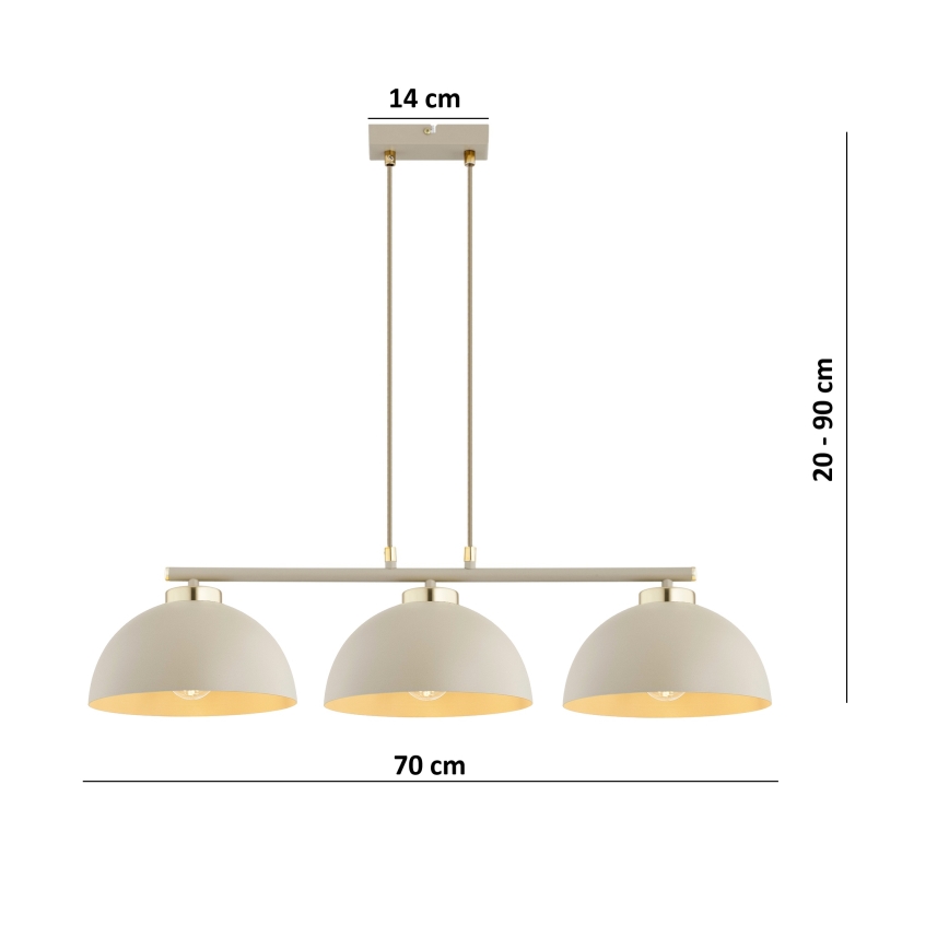 Brilagi - Kábeles csillár MOON 3xE27/60W/230V bézs/arany