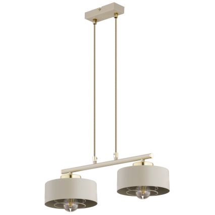 Brilagi - Kábeles csillár SPRING 2xE27/60W/230V bézs/arany
