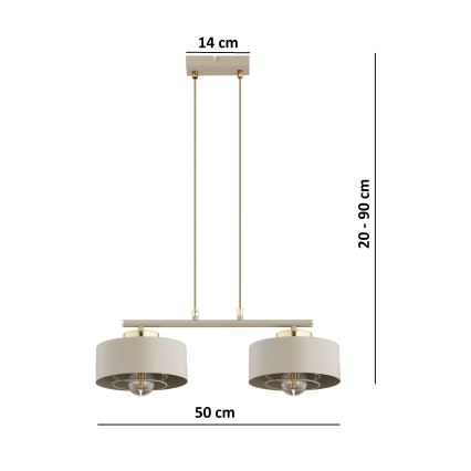 Brilagi - Kábeles csillár SPRING 2xE27/60W/230V bézs/arany