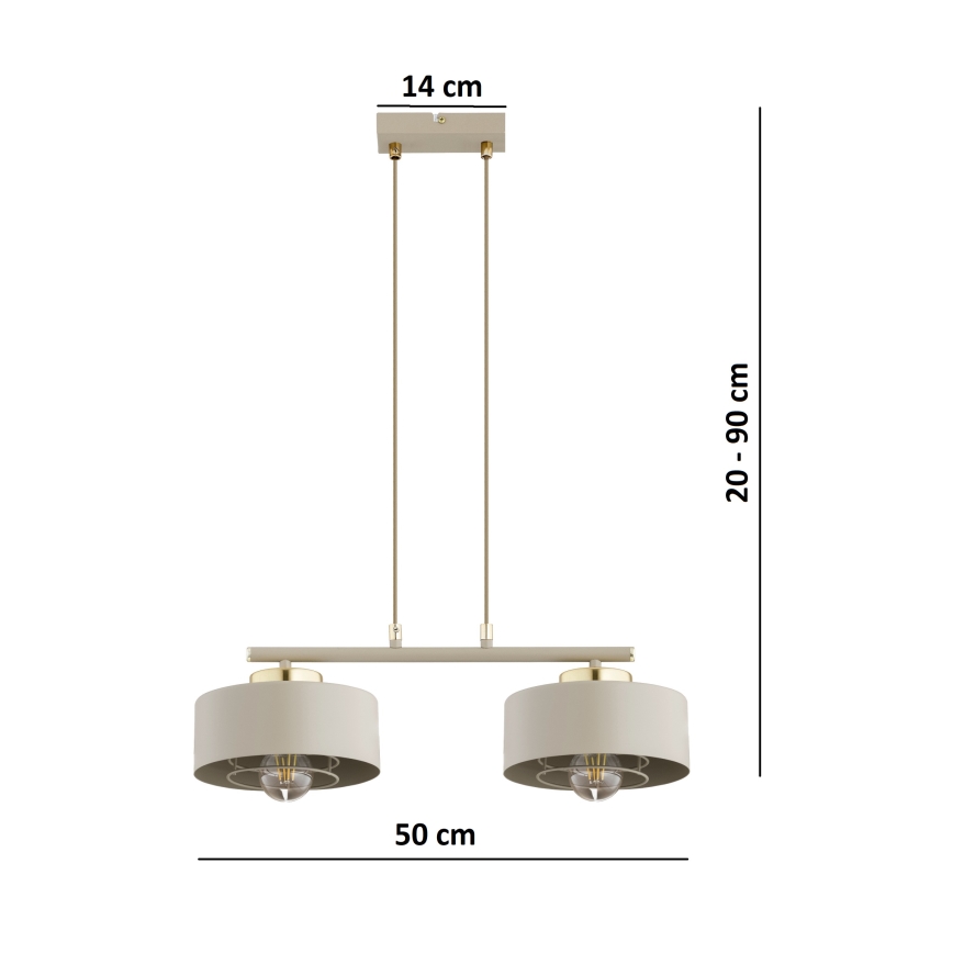 Brilagi - Kábeles csillár SPRING 2xE27/60W/230V bézs/arany