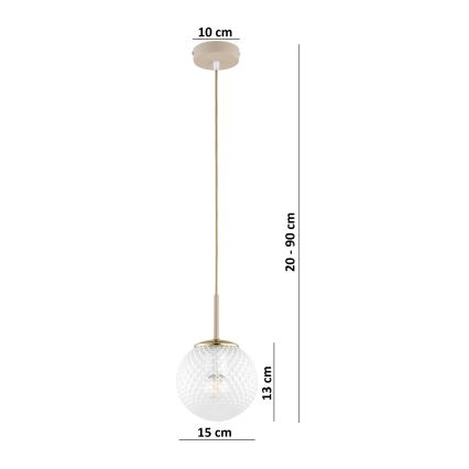 Brilagi - Kábeles csillár STELLA 1xE27/60W/230V Ø 15 cm bézs/arany