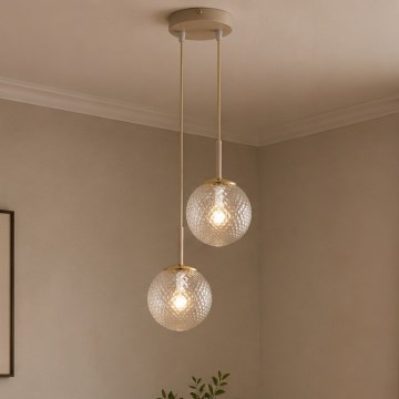 Brilagi - Kábeles csillár STELLA 2xE27/60W/230V bézs/arany