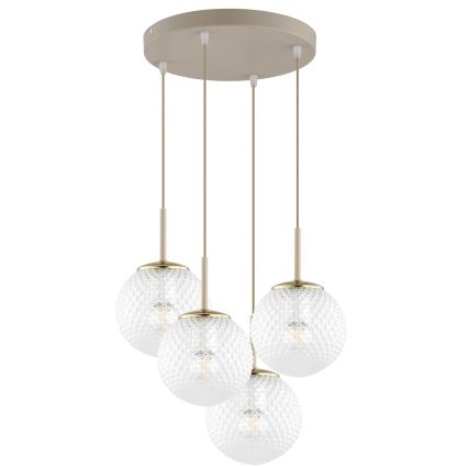 Brilagi - Kábeles csillár STELLA 4xE27/60W/230V bézs/arany