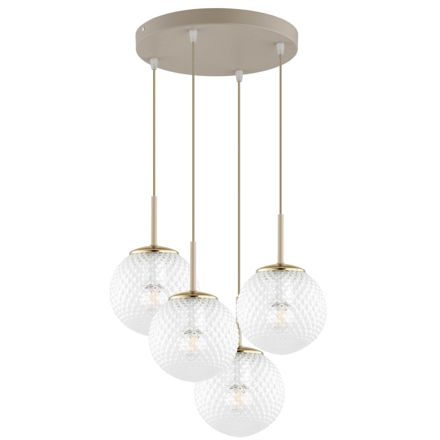 Brilagi - Kábeles csillár STELLA 4xE27/60W/230V bézs/arany