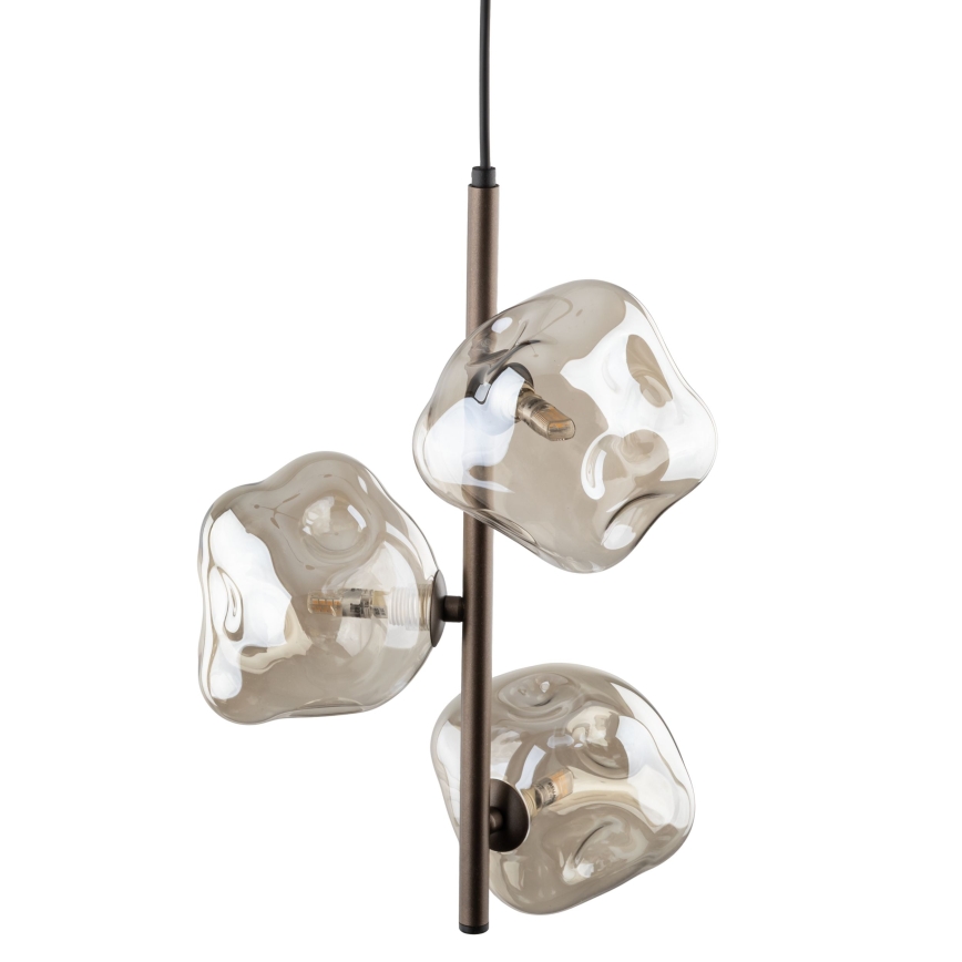Brilagi - Kábeles csillár VULCANO 3xG9/8W/230V bronz/füstös bézs