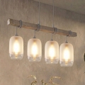 Brilagi - Kábeles csillár WOOD GLASS 4xE27/60W/230V fenyő/szürke/fehér