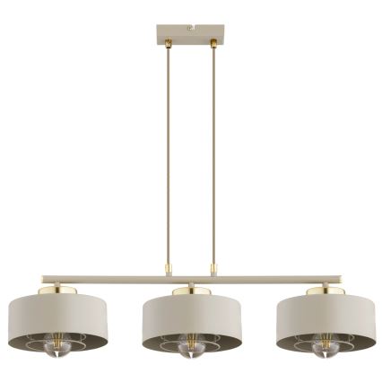 Brilagi - Kábeles függeszték SPRING 3xE27/60W/230V bézs/arany