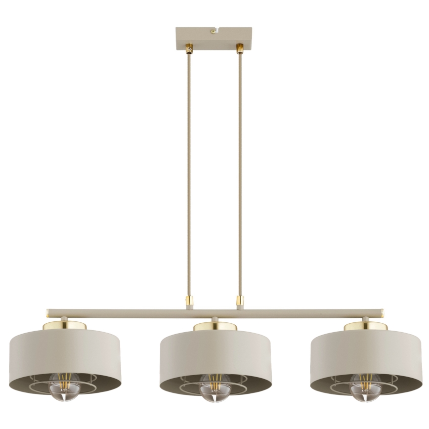 Brilagi - Kábeles függeszték SPRING 3xE27/60W/230V bézs/arany