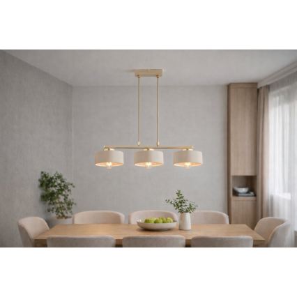 Brilagi - Kábeles függeszték SPRING 3xE27/60W/230V bézs/arany