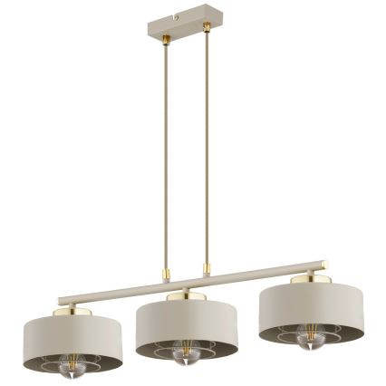 Brilagi - Kábeles függeszték SPRING 3xE27/60W/230V bézs/arany