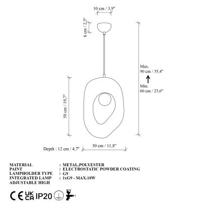 Brilagi - Kábeles függeszték WABI SABI 1xG9/8W/230V fehér