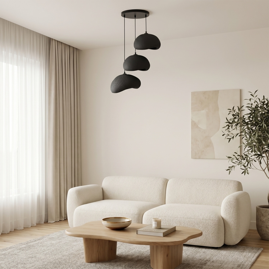 Brilagi - Kábeles függeszték WABI SABI 3xE27/40W/230V, átm. 60 cm, fekete