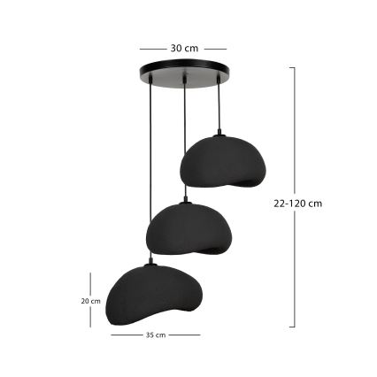 Brilagi - Kábeles függeszték WABI SABI 3xE27/40W/230V, átm. 60 cm, fekete