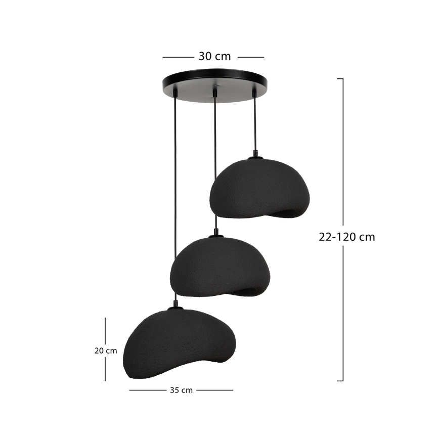 Brilagi - Kábeles függeszték WABI SABI 3xE27/40W/230V, átm. 60 cm, fekete