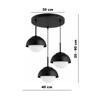 BRILAGI - Kábeles függőlámpa COSMO 3xE27/60W/230V fekete