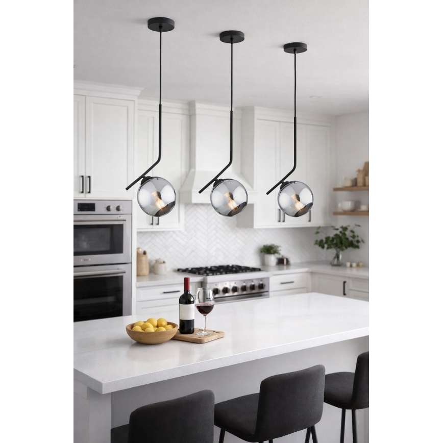 Brilagi - Kábeles függőlámpa DIOR 1xE27/60W/230V fekete/füstszürke
