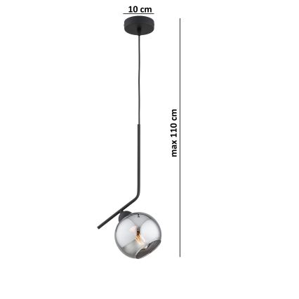 Brilagi - Kábeles függőlámpa DIOR 1xE27/60W/230V fekete/füstszürke