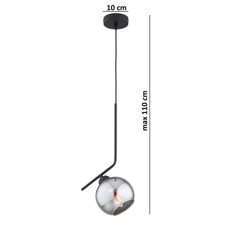Brilagi - Kábeles függőlámpa DIOR 1xE27/60W/230V fekete/füstszürke