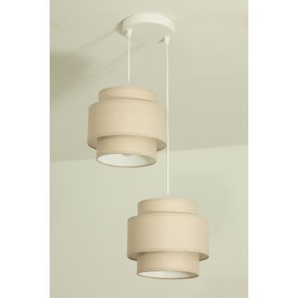 Brilagi - Kábeles függőlámpa RESNA 2xE27/60W/230V, átm. 30 cm, bézs