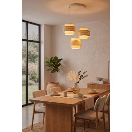 Brilagi - Kábeles függőlámpa SPACE 3xE27/60W/230V átm. 40 cm bézs/krém