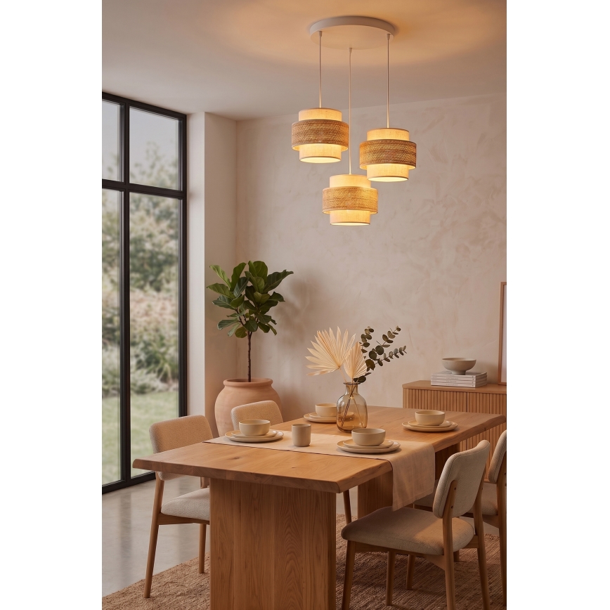 Brilagi - Kábeles függőlámpa SPACE 3xE27/60W/230V átm. 40 cm bézs/krém