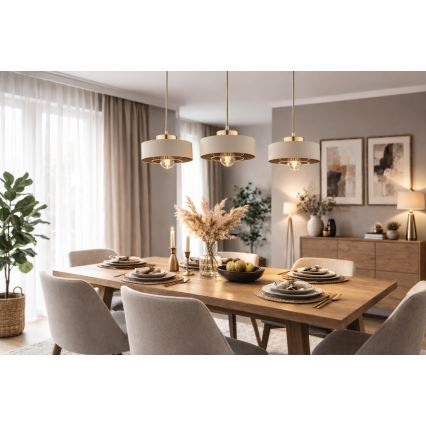 Brilagi - Kábeles függőlámpa SPRING 1xE27/60W/230V átm. 20 cm bézs/arany
