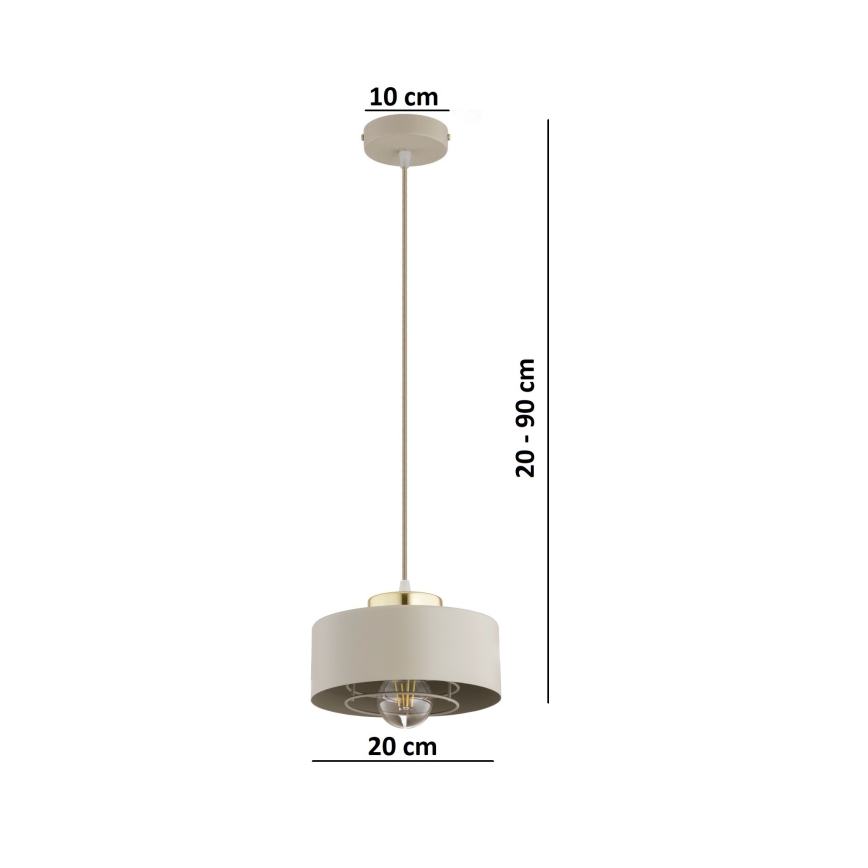 Brilagi - Kábeles függőlámpa SPRING 1xE27/60W/230V átm. 20 cm bézs/arany