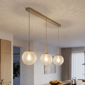 Brilagi - Kábeles függőlámpa STELLA 3xE27/60W/230V bézs/arany