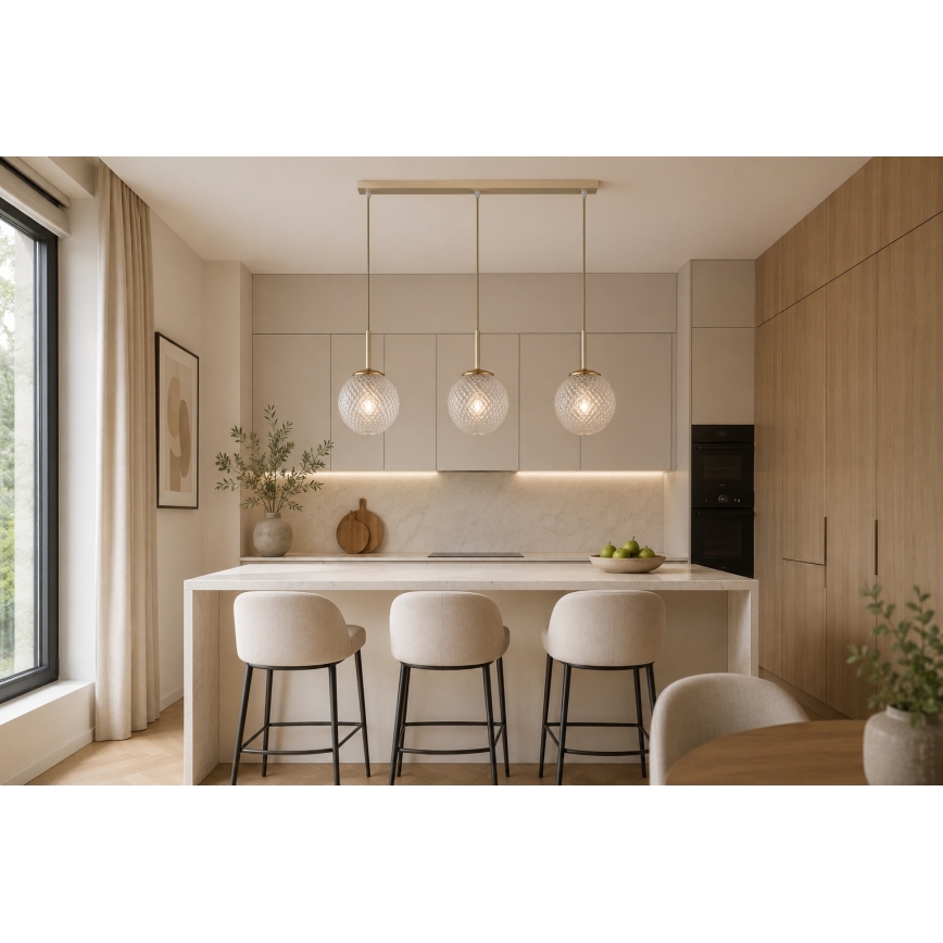 Brilagi - Kábeles függőlámpa STELLA 3xE27/60W/230V bézs/arany