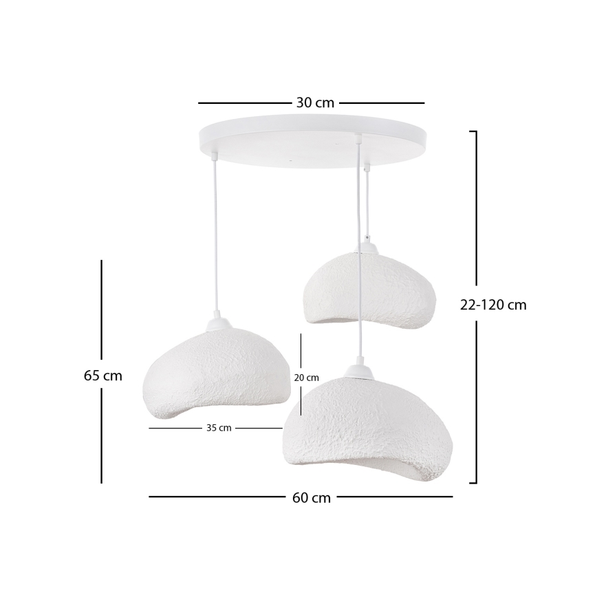 Brilagi - Kábeles függőlámpa WABI SABI 3xE27/40W/230V átm. 60 cm fehér