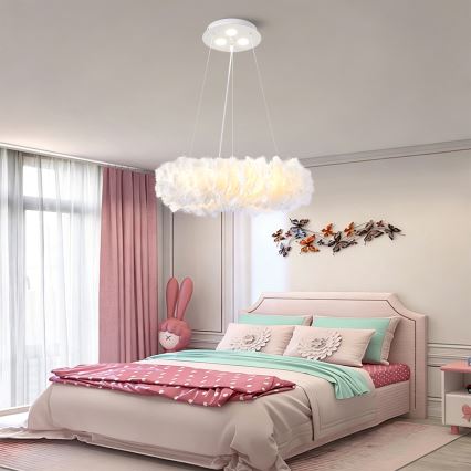 BRILAGI - kábeles LED csillár FEATHER 3xE27/40W/230V + 3xLED/3W átm. 40 cm fehér