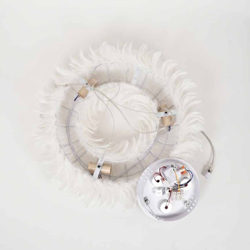 Brilagi - kábeles LED csillár FEATHER 3xE27/40W/230V + 3xLED/3W átm. 40 cm fehér