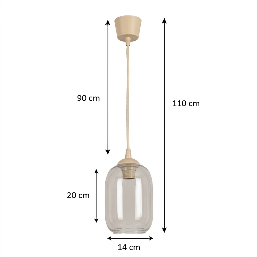 Brilagi - LED csillár kábelen RETRO GLASS 1xE27/60W/230V Ø 14 cm bézs/füstszürke