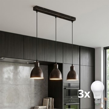 Brilagi - kábeles LED csillár RIDDY 3xE27/60W/230V réz/patina