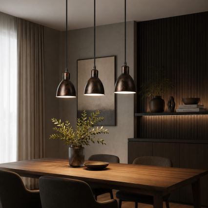 Brilagi - kábeles LED csillár RIDDY 3xE27/60W/230V réz/patina