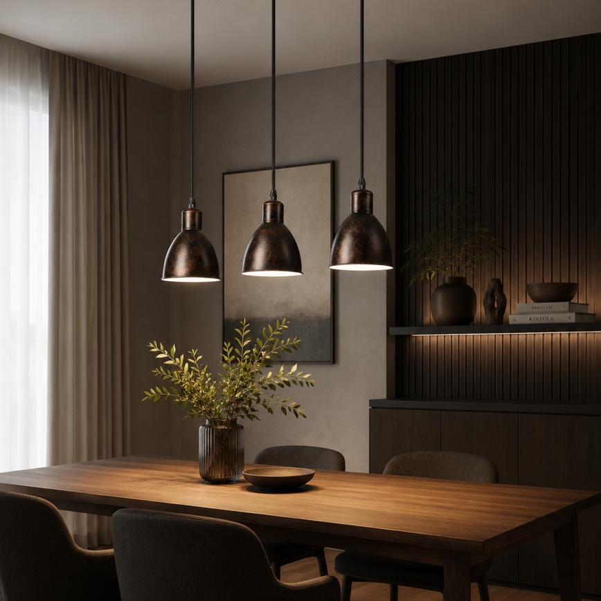 Brilagi - kábeles LED csillár RIDDY 3xE27/60W/230V réz/patina