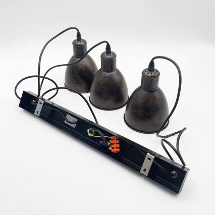Brilagi - kábeles LED csillár RIDDY 3xE27/60W/230V réz/patina