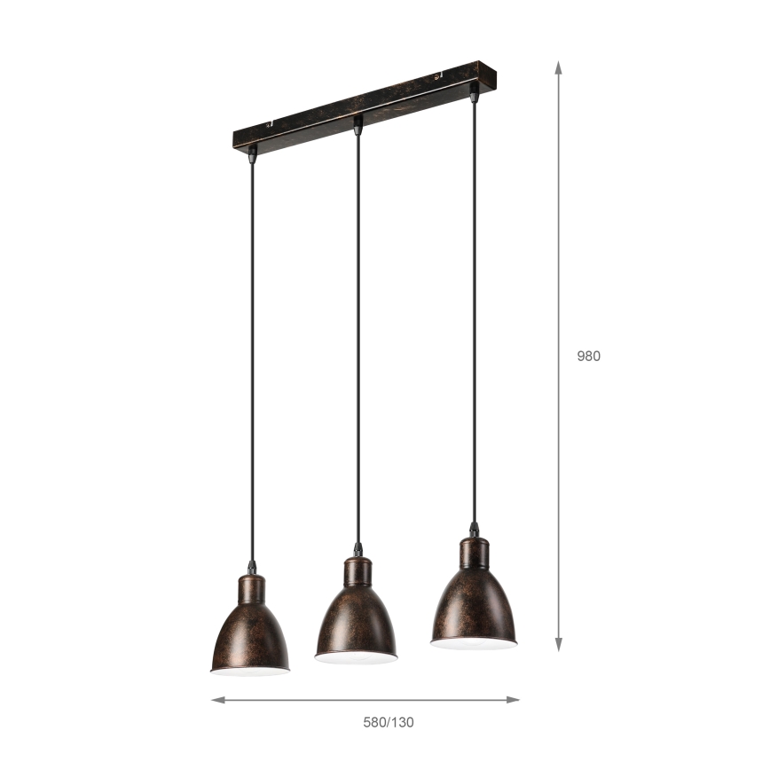 Brilagi - kábeles LED csillár RIDDY 3xE27/60W/230V réz/patina