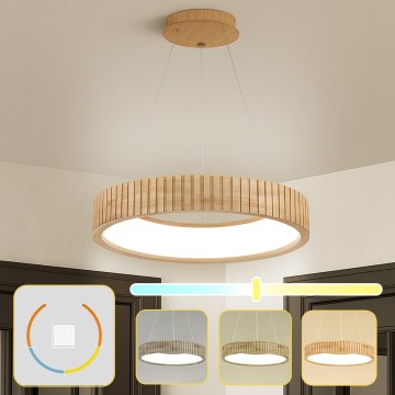 Brilagi - kábeles LED függeszték FALCON WOOD MODERN LED/30W/230V 3000/4000/6000K átm. 45 cm fa kivitel