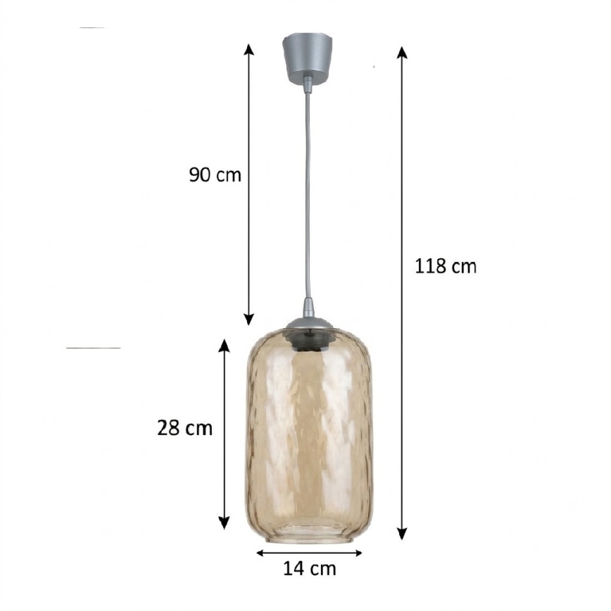 Brilagi - LED kábeles függőlámpa RETRO GLASS, 1xE27/60W/230V, átm. 14 cm, ezüst/füstös barna