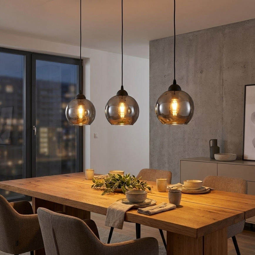 Brilagi - Kábellel függesztett csillár DIOR 1xE27/60W/230V fekete/füstszürke