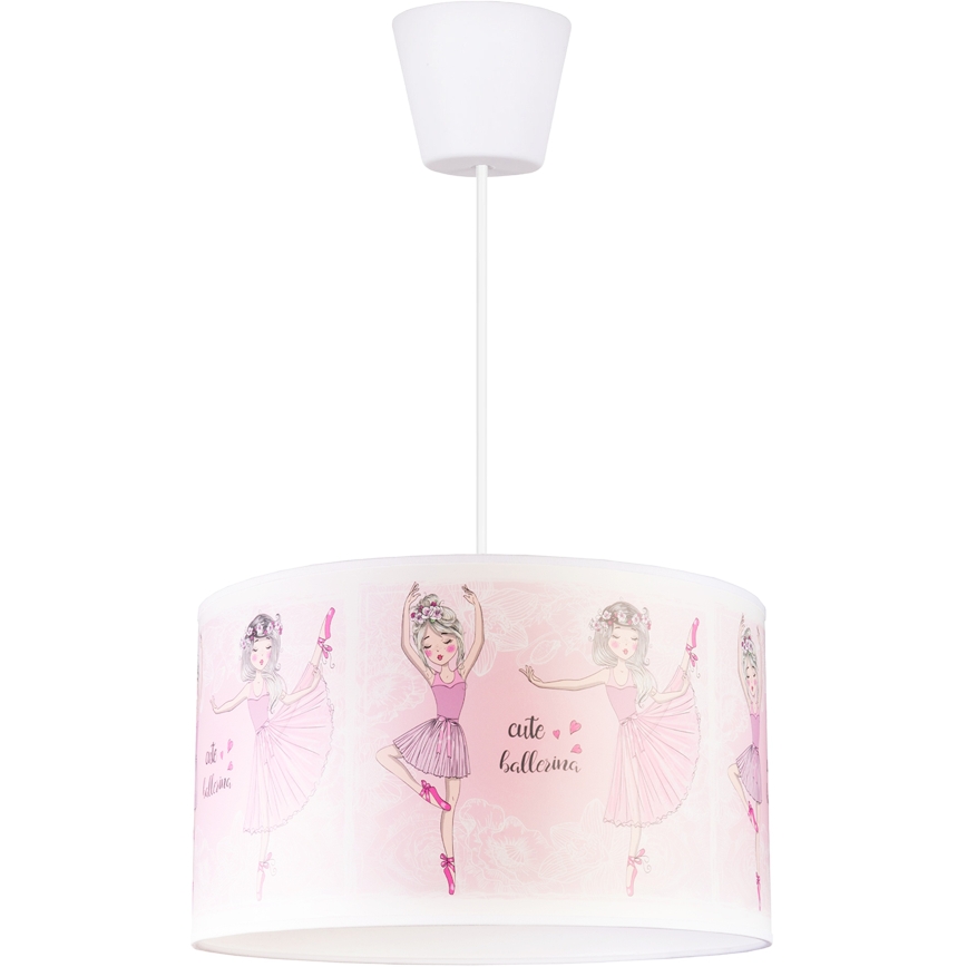 Brilagi - Kábellel függesztett LED gyermekcsillár BOBO, 1xE27/60W/230V, Ø 35 cm, rózsaszín / balerinák