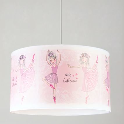 Brilagi - Kábellel függesztett LED gyermekcsillár BOBO, 1xE27/60W/230V, Ø 35 cm, rózsaszín / balerinák