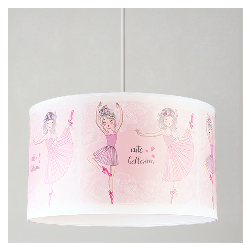 Brilagi - Kábellel függesztett LED gyermekcsillár BOBO, 1xE27/60W/230V, Ø 35 cm, rózsaszín / balerinák