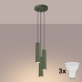 Brilagi - Kábelre függesztett CRESTO csillár 3xGU10/10W/230V zöld