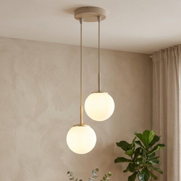 Brilagi - Kábelre függesztett csillár 2xE27/60W/230V bézs/arany