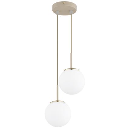 Brilagi - Kábelre függesztett csillár 2xE27/60W/230V bézs/arany