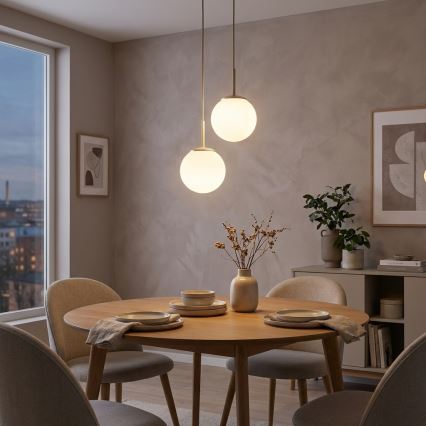 Brilagi - Kábelre függesztett csillár 2xE27/60W/230V bézs/arany